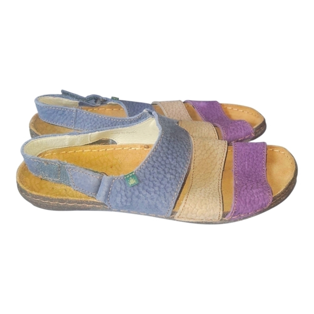 El Naturalista Multi Color Velcro Eco Friendly Leather Strappy Sandals Sz 42 - Picture 5 of 10